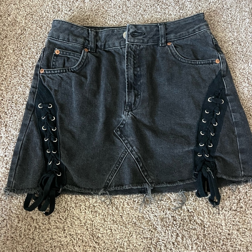 Topshop Moto black denim mini skirt